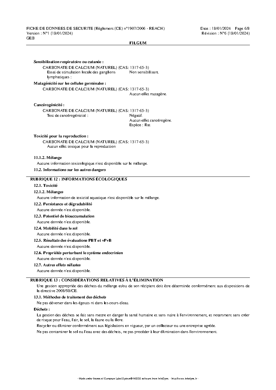 Fiche technique fournisseur