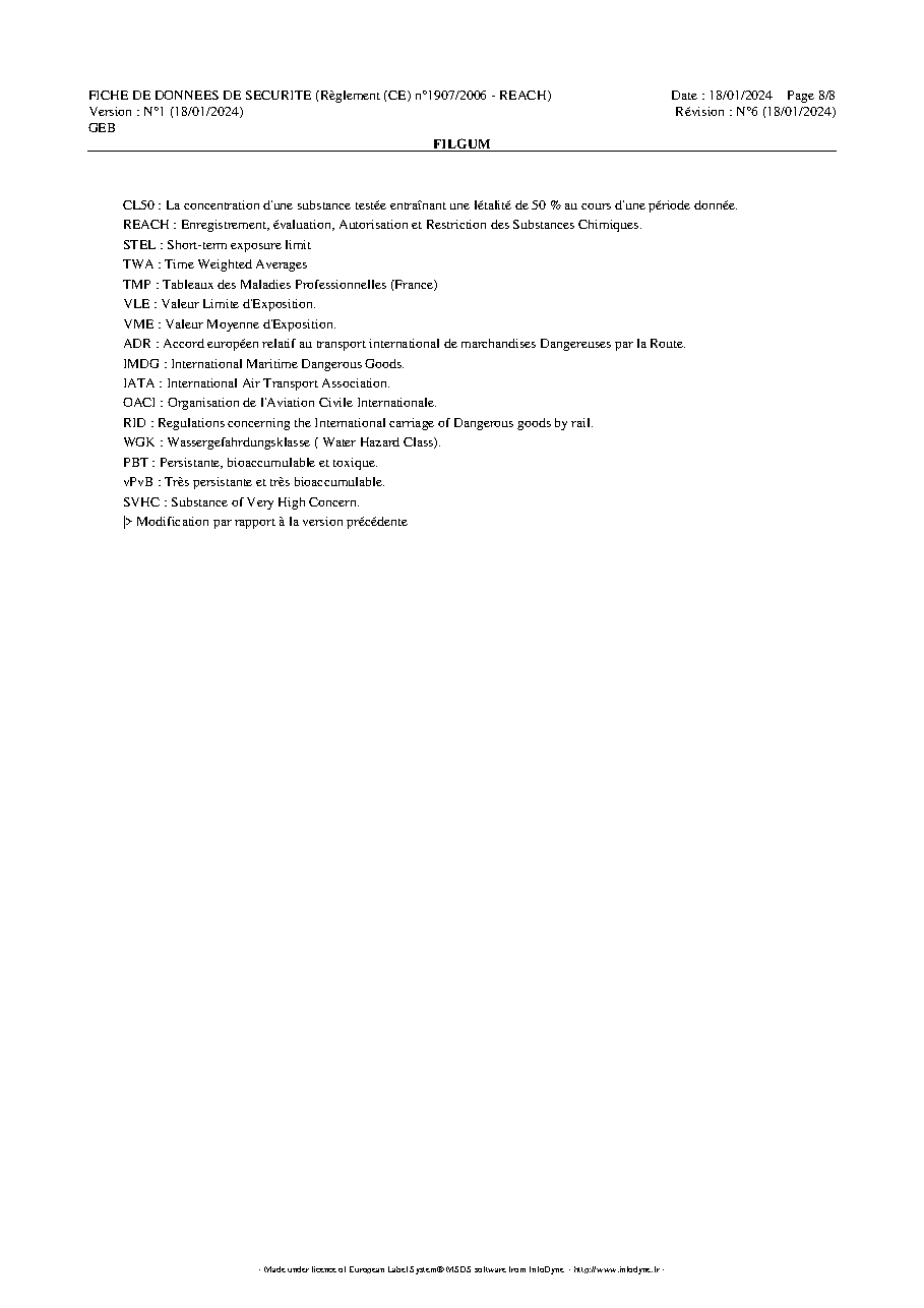 Fiche technique fournisseur
