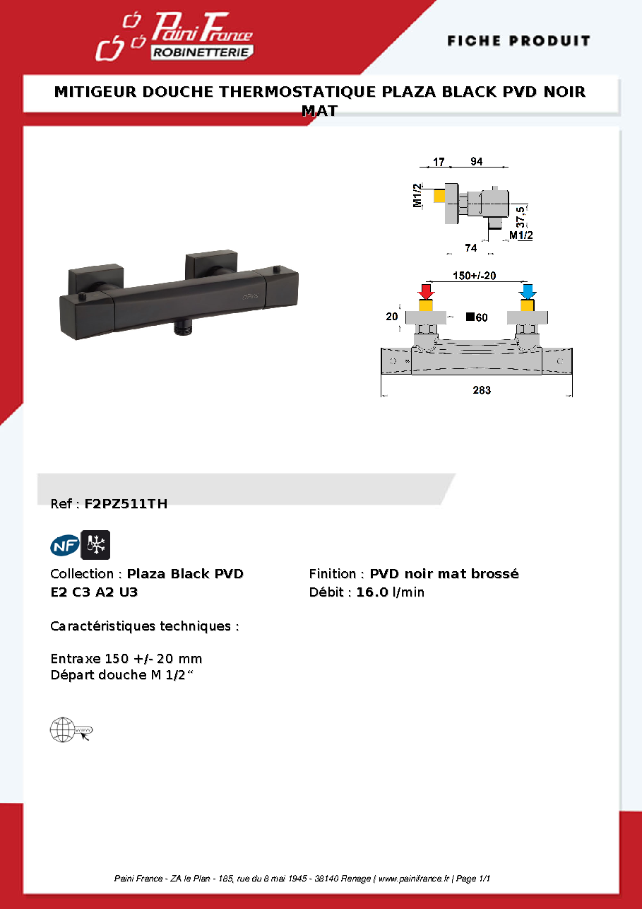 Fiche technique fournisseur