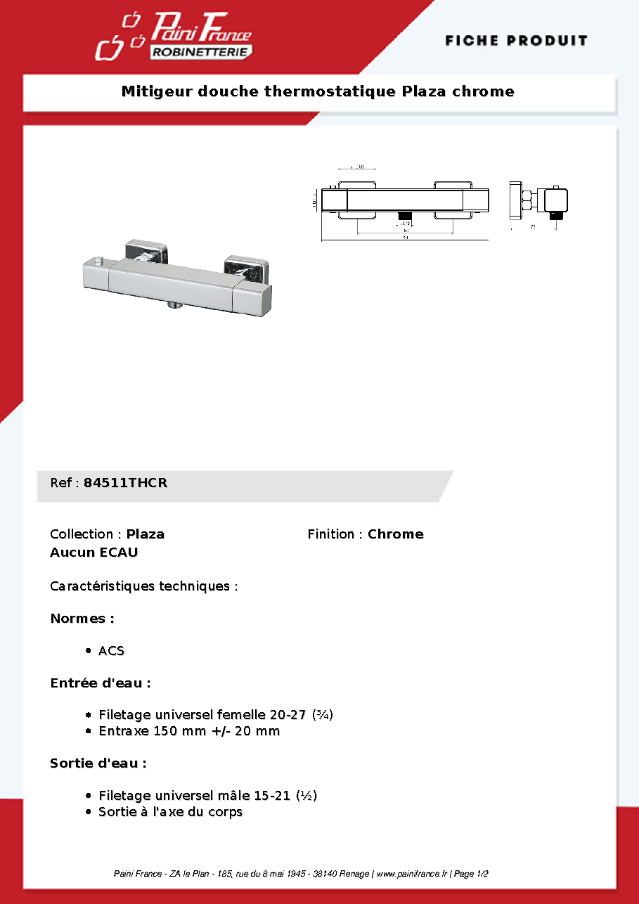 Fiche technique fournisseur