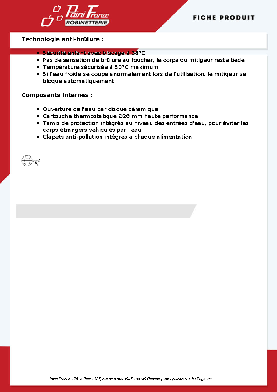 Fiche technique fournisseur