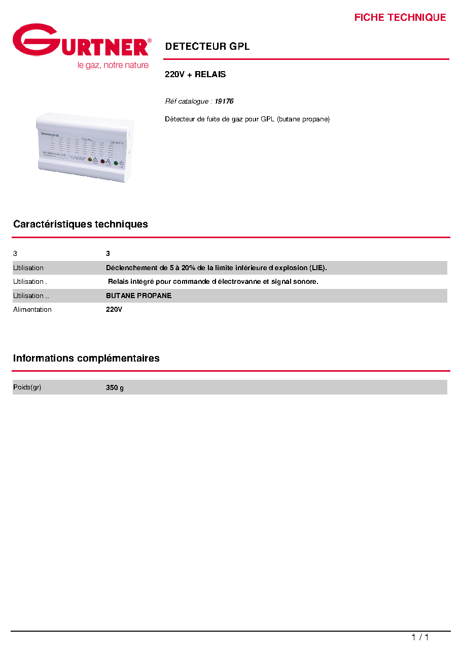 Fiche technique fournisseur