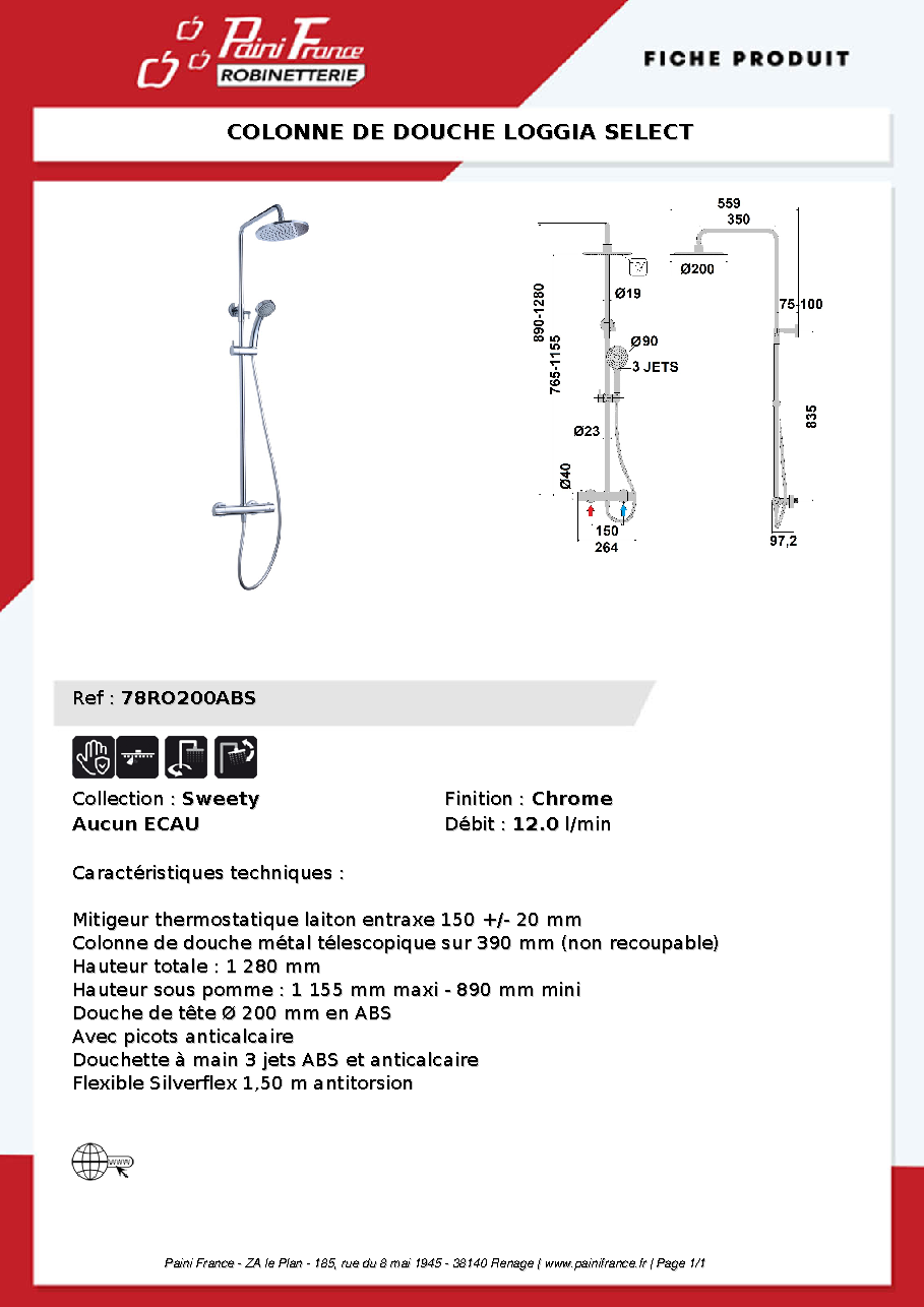 Fiche technique fournisseur
