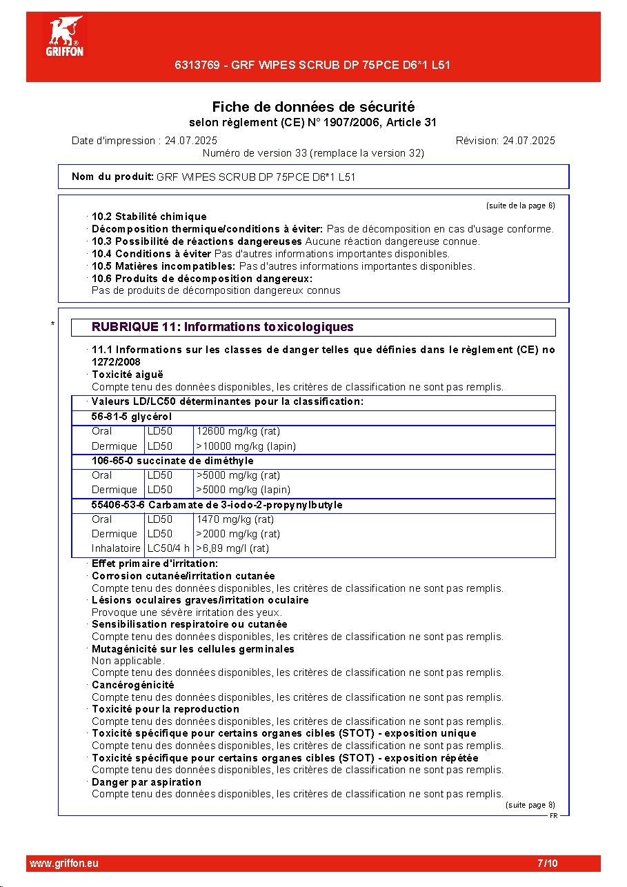 Fiche technique fournisseur