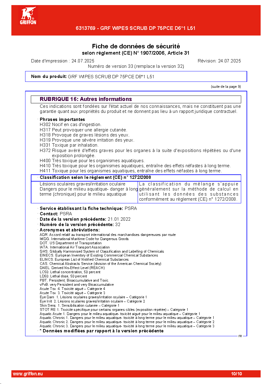 Fiche technique fournisseur