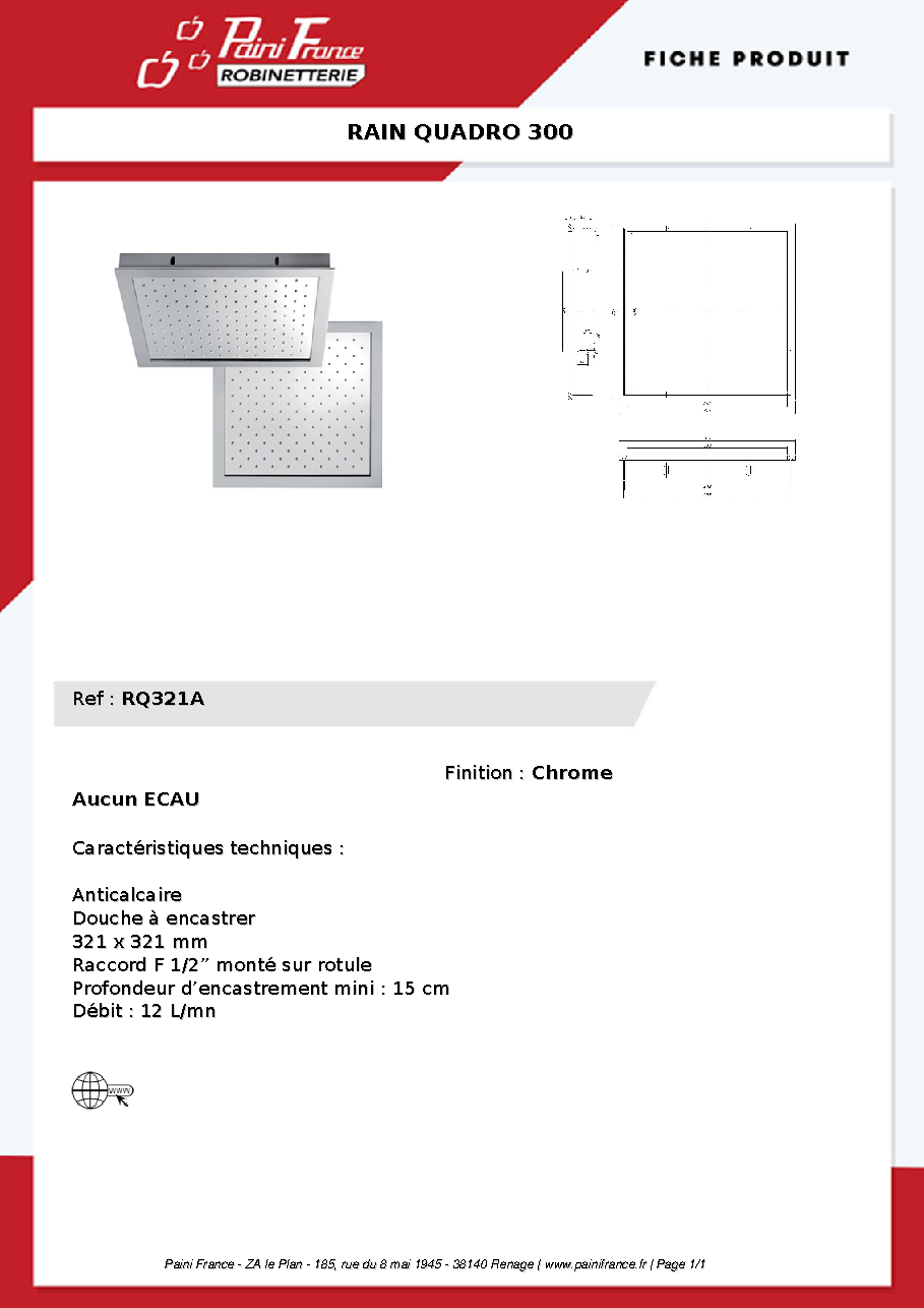Fiche technique fournisseur