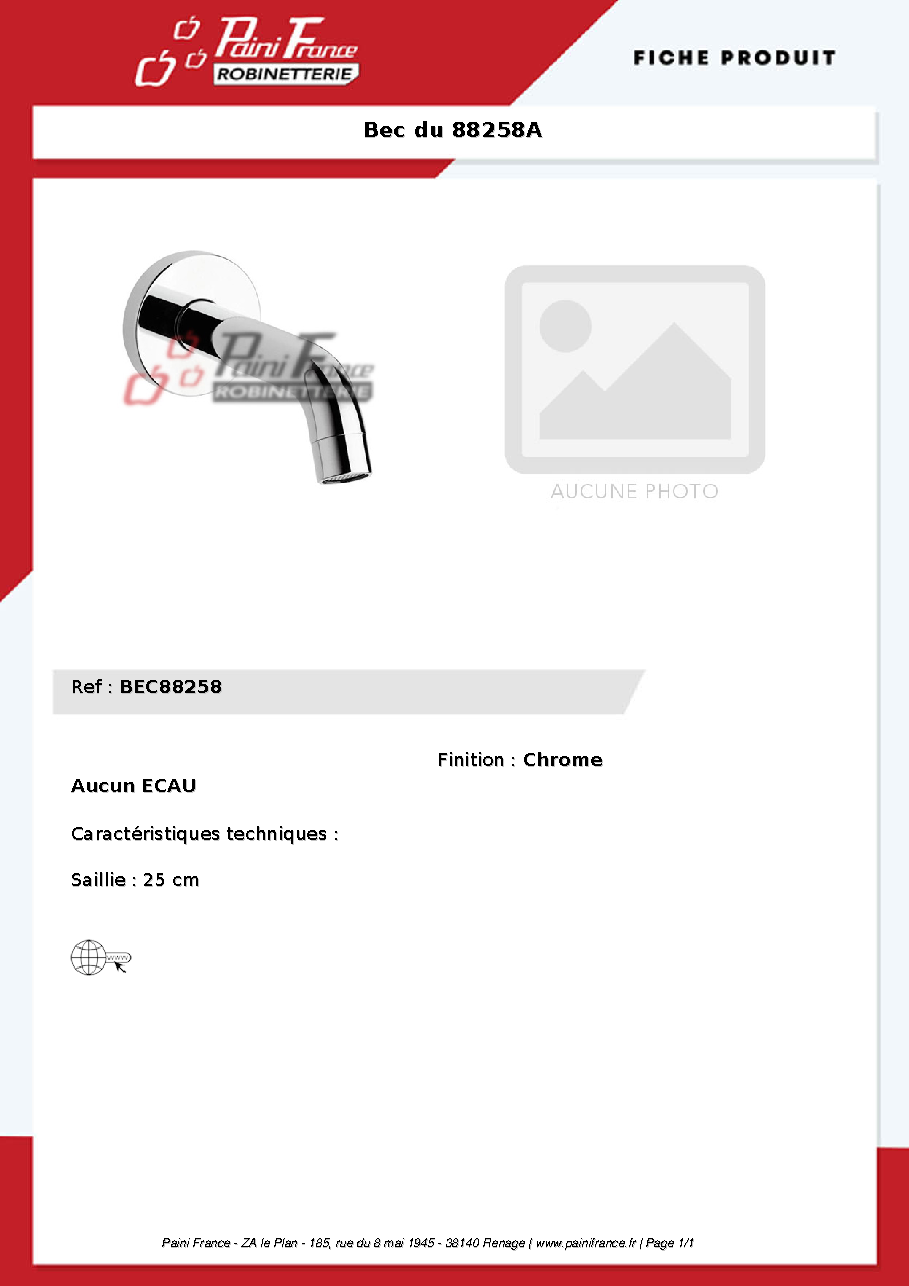Fiche technique fournisseur