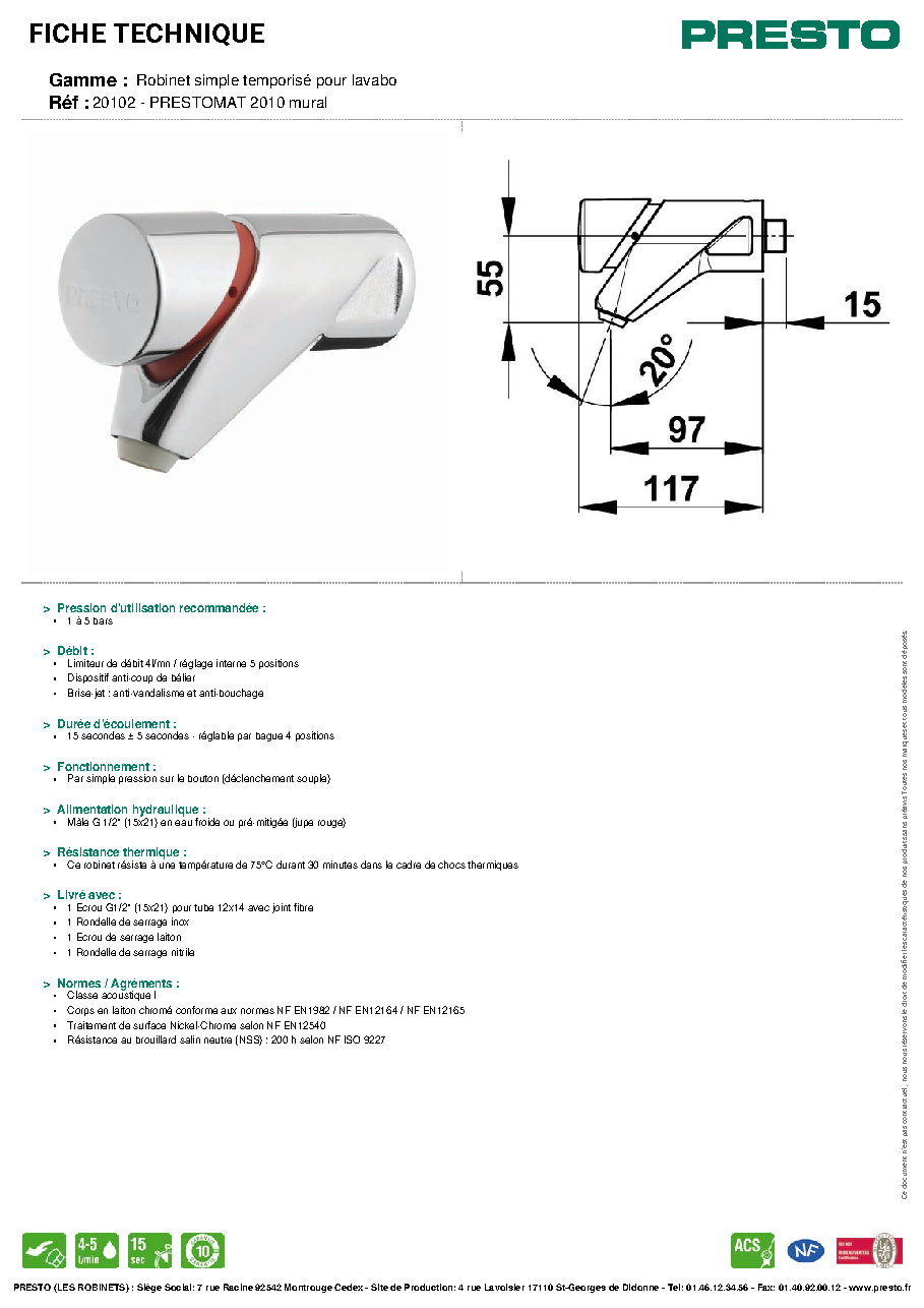 Fiche technique fournisseur