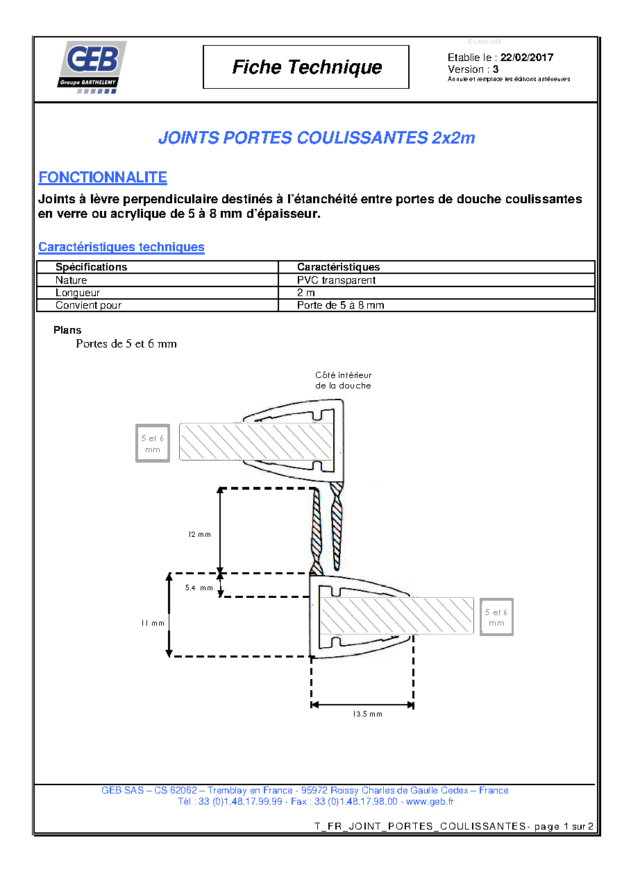 Fiche technique fournisseur