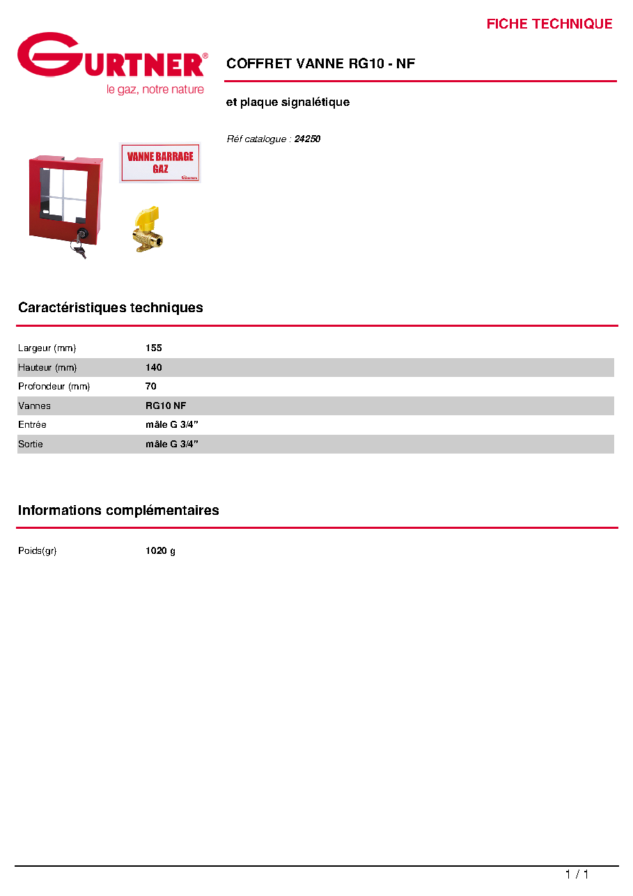 Fiche technique fournisseur