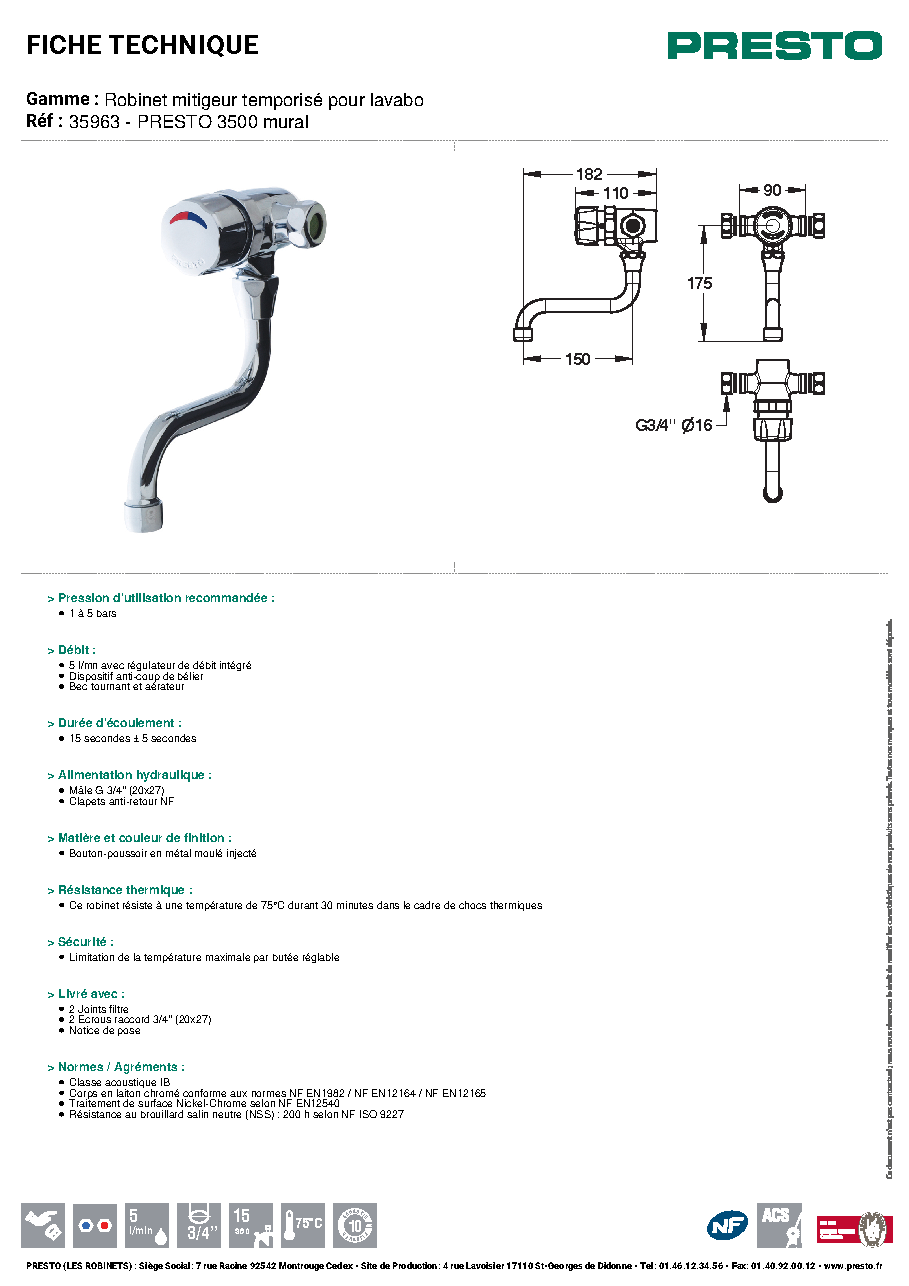 Fiche technique fournisseur
