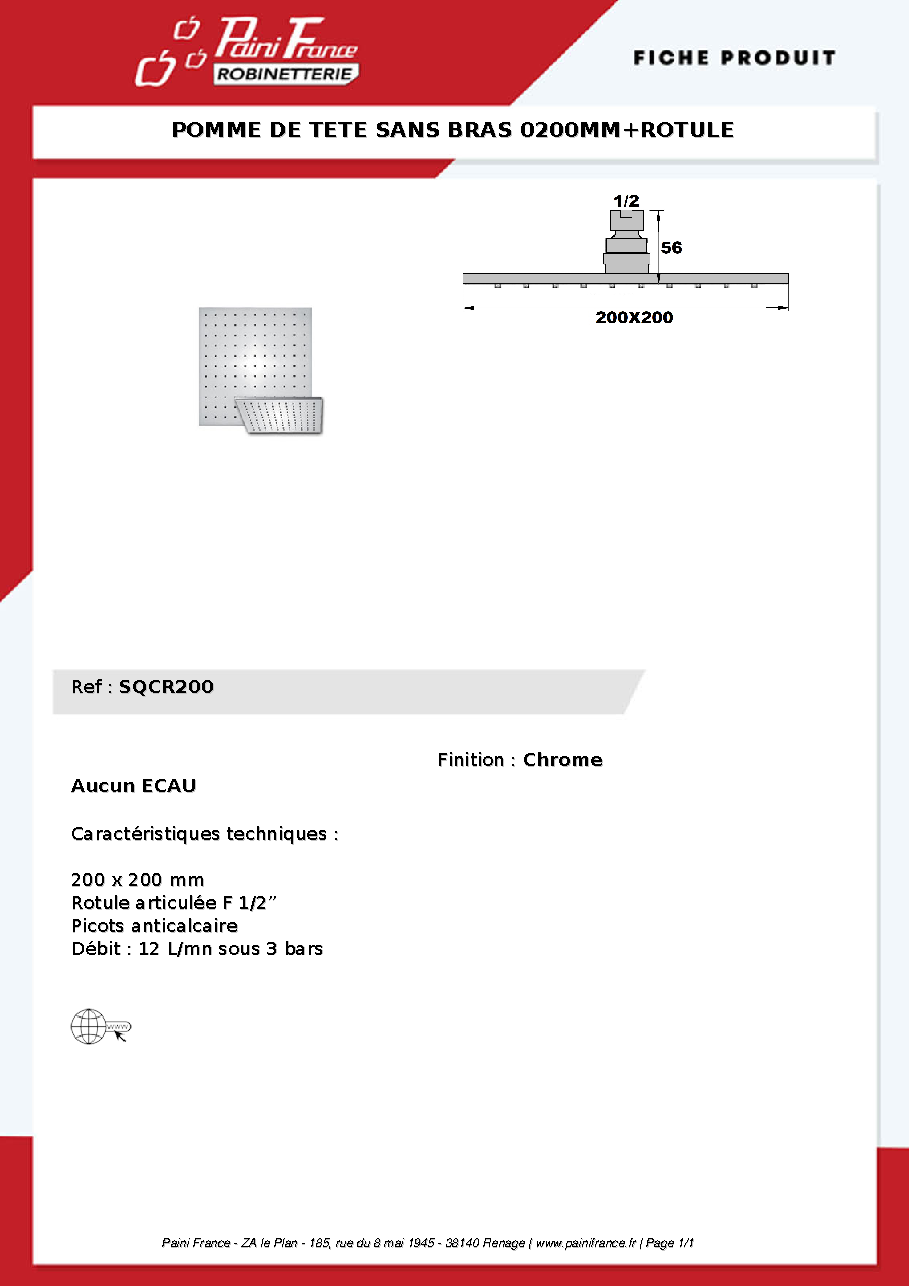 Fiche technique fournisseur