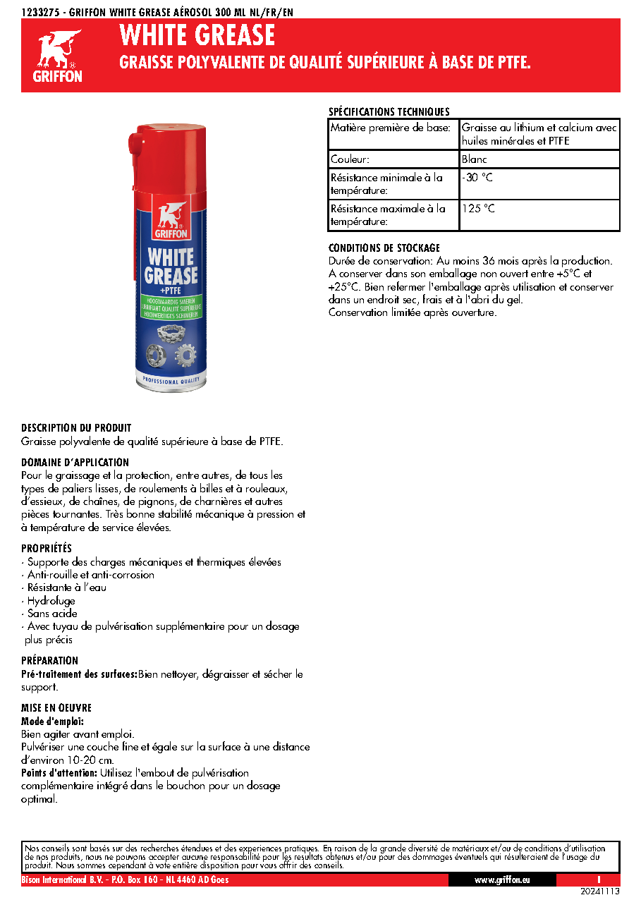 Fiche technique fournisseur