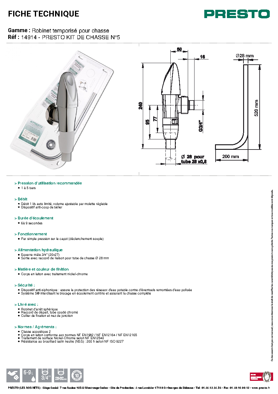 Fiche technique fournisseur