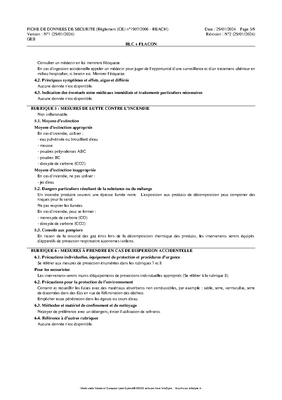 Fiche technique fournisseur