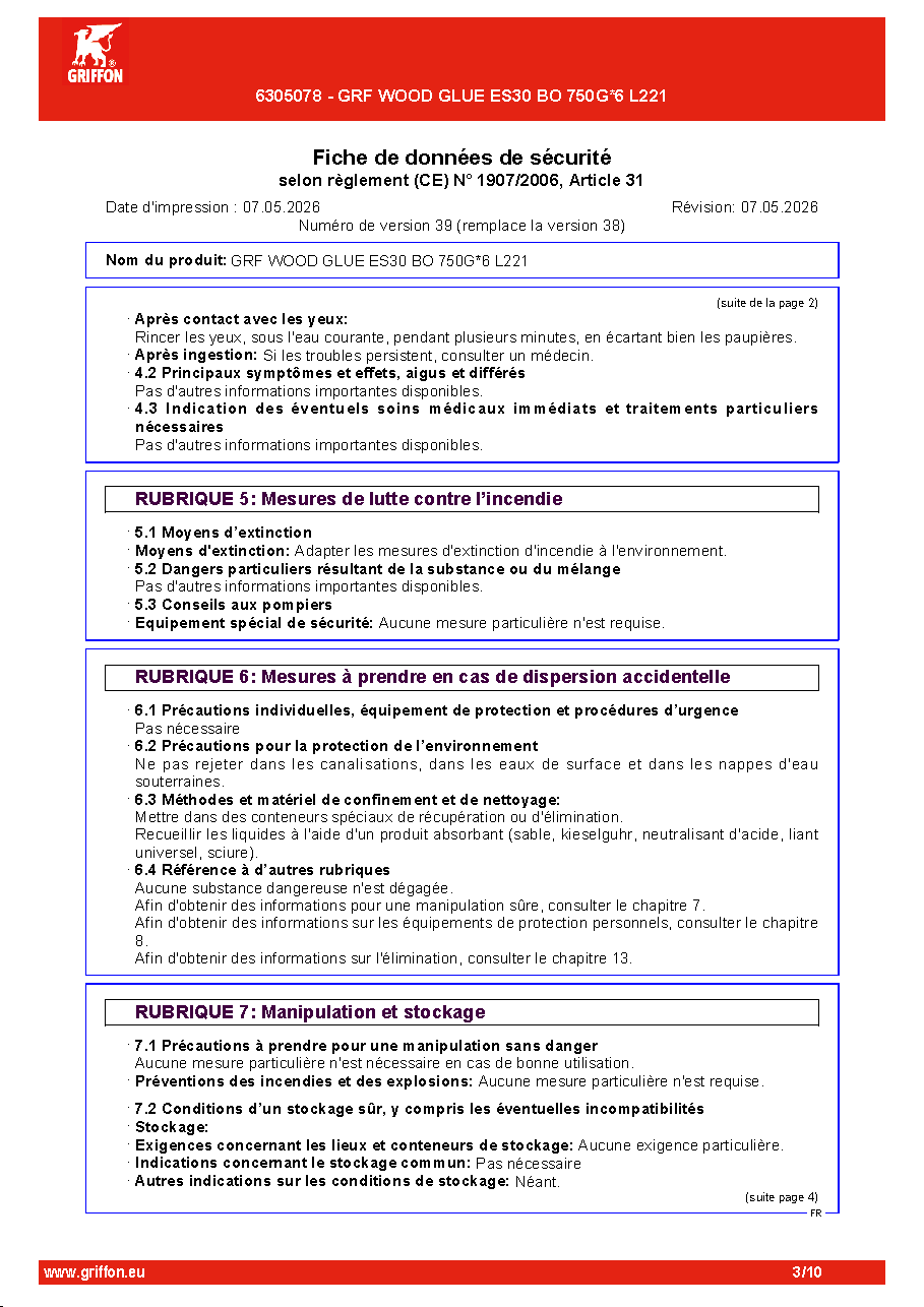 Fiche technique fournisseur