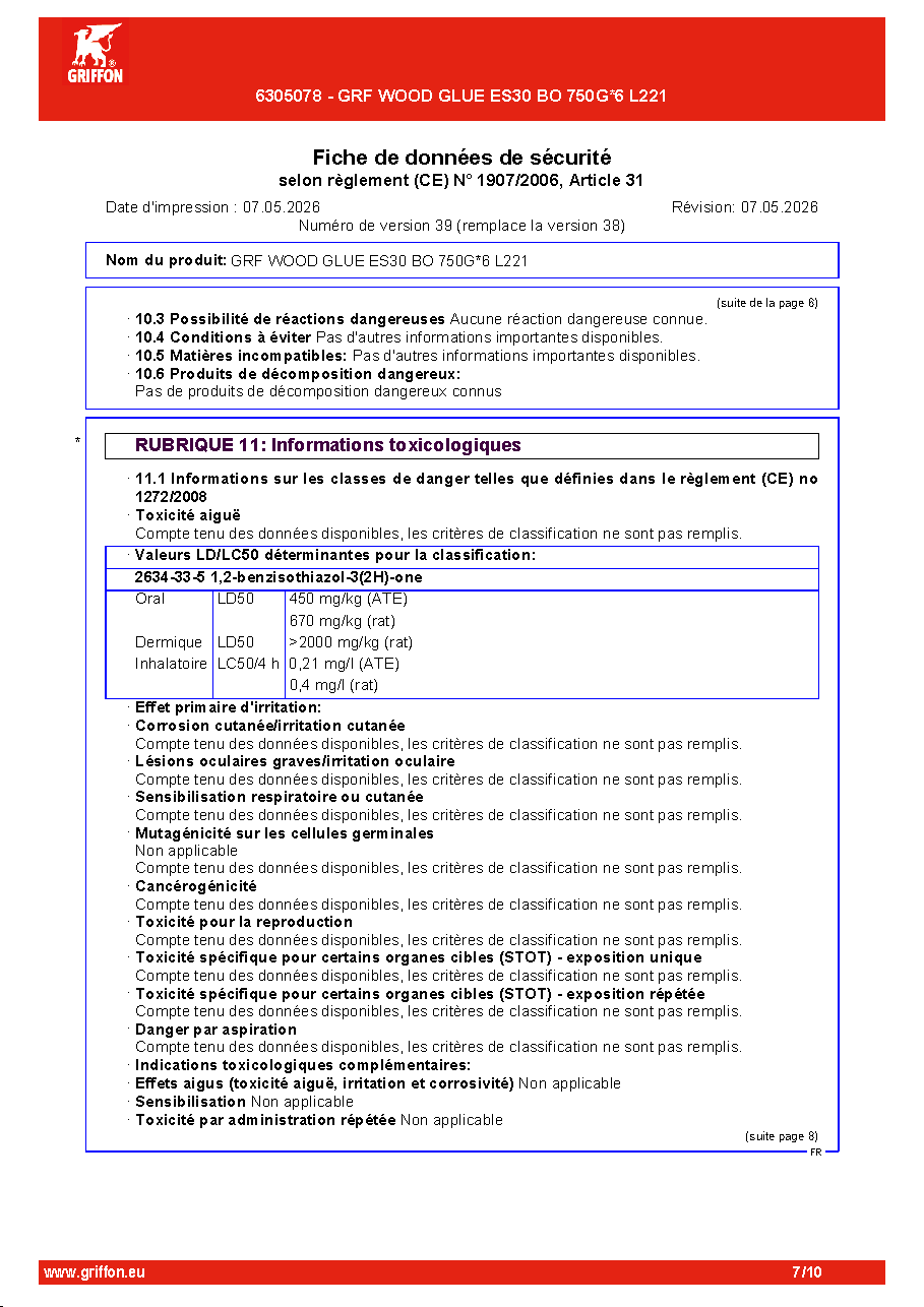 Fiche technique fournisseur