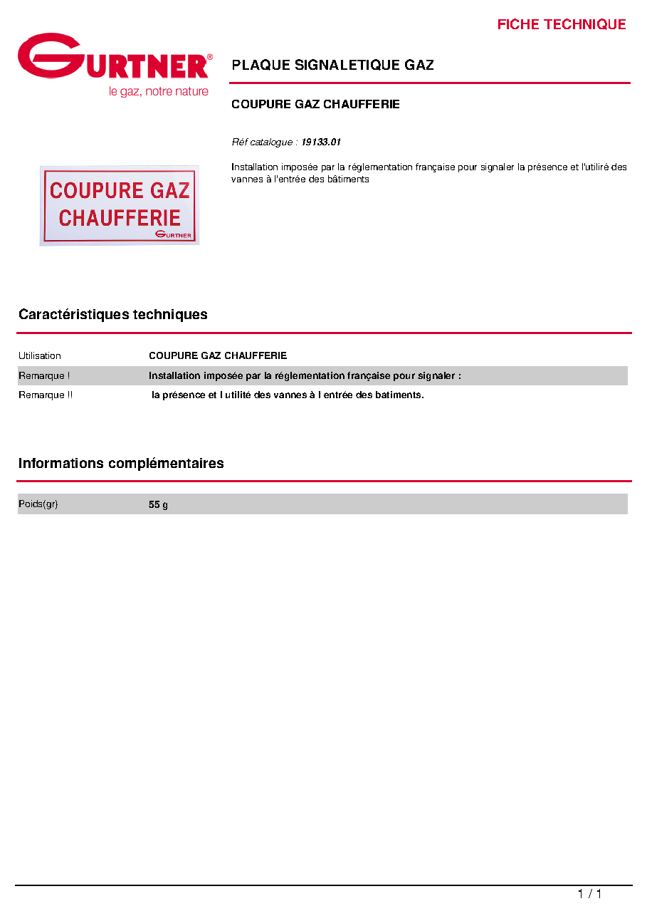 Fiche technique fournisseur