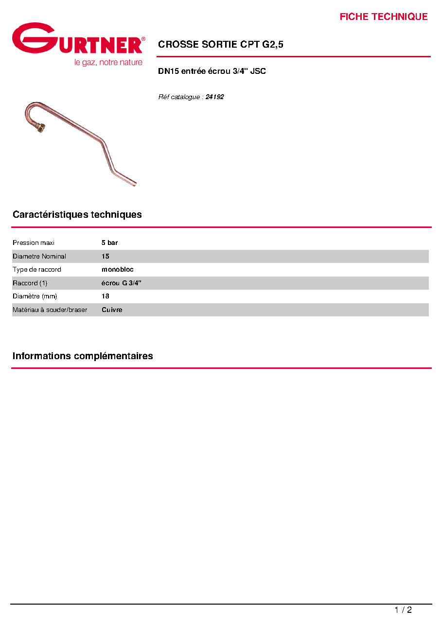 Fiche technique fournisseur