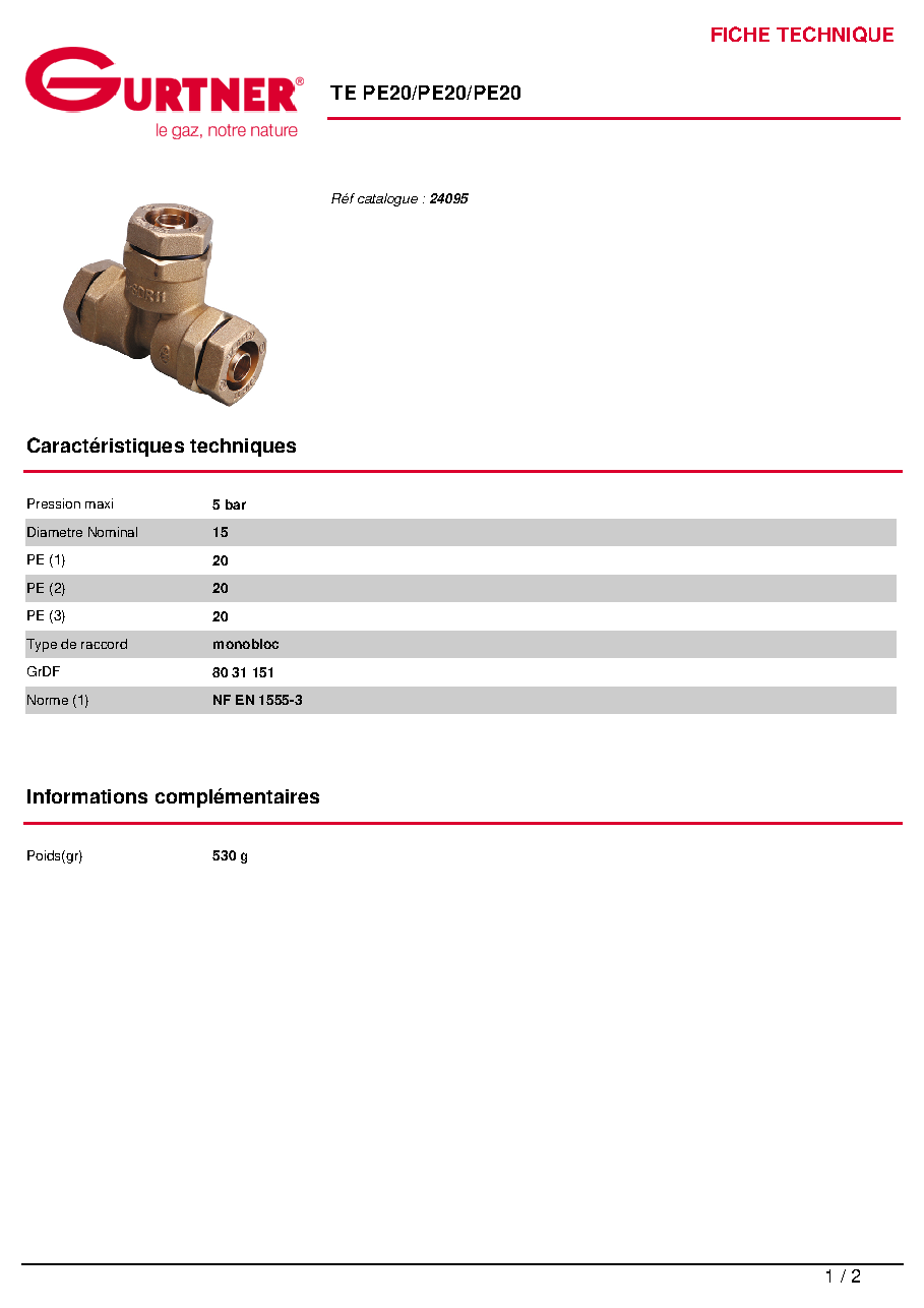 Fiche technique fournisseur
