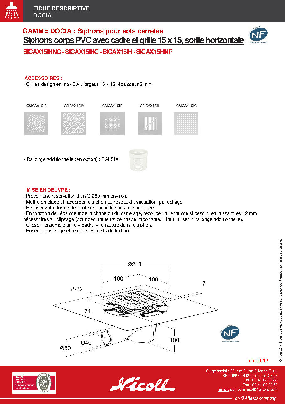 Fiche technique fournisseur