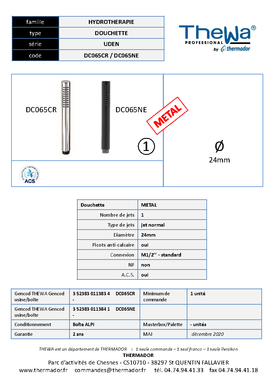 Fiche technique fournisseur