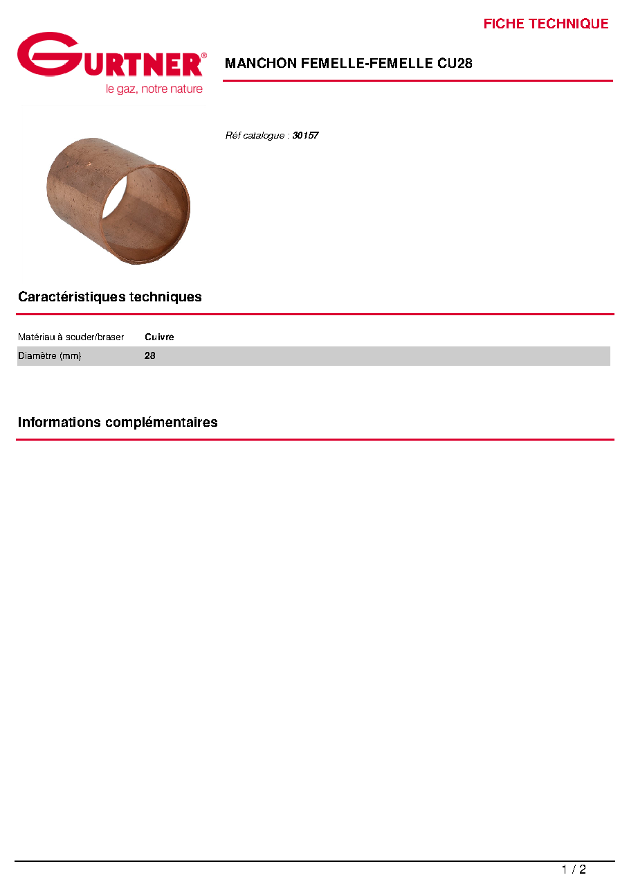 Fiche technique fournisseur