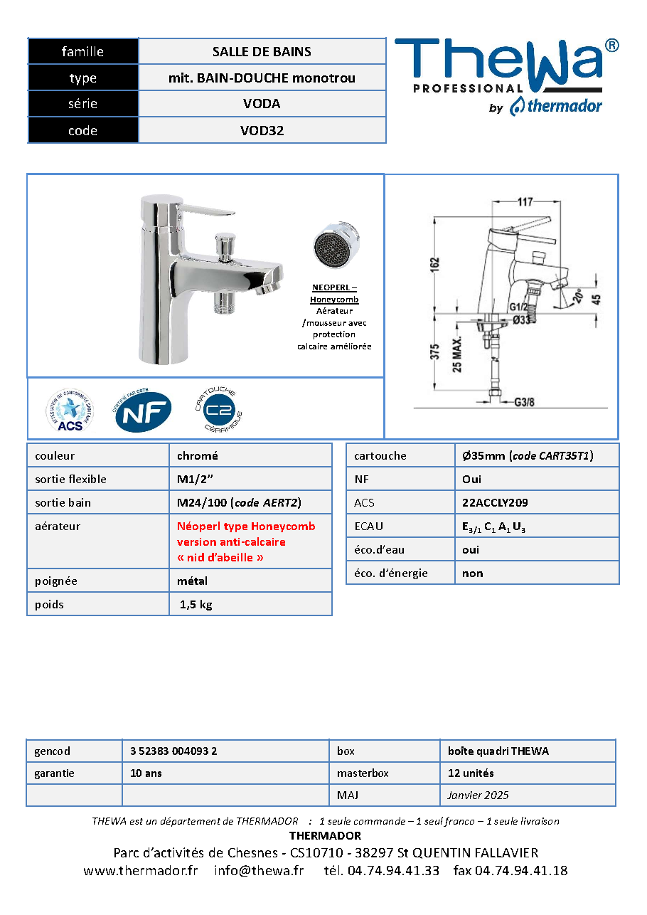 Fiche technique fournisseur