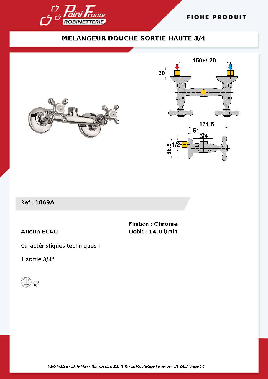 Fiche technique fournisseur