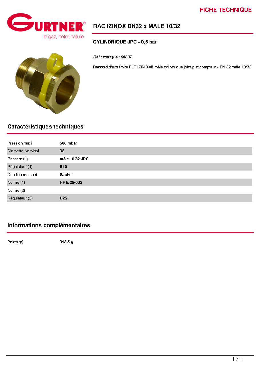 Fiche technique fournisseur