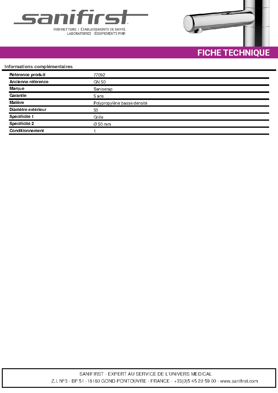 Fiche technique fournisseur