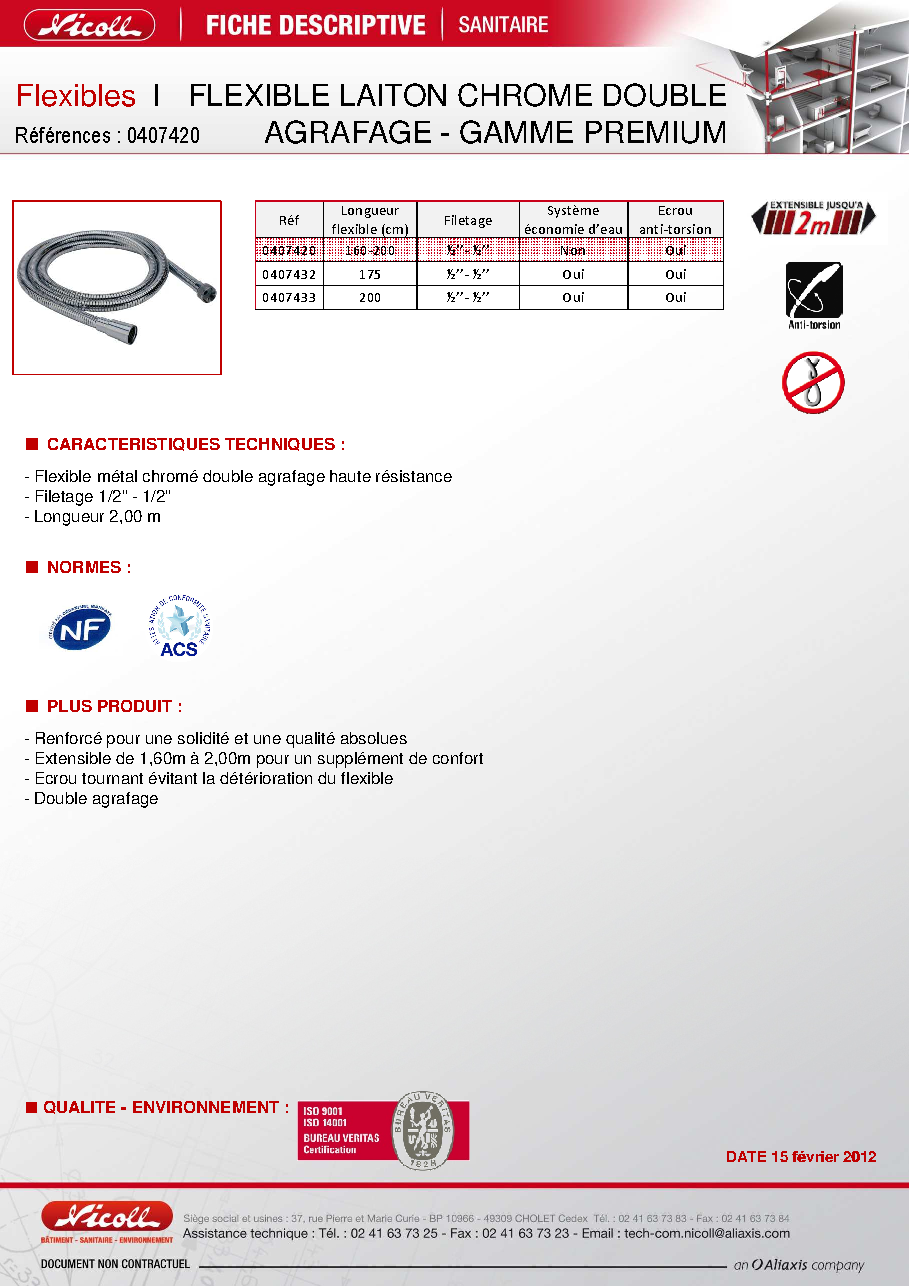 Fiche technique fournisseur