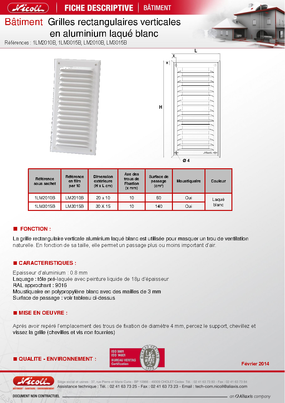Fiche technique fournisseur