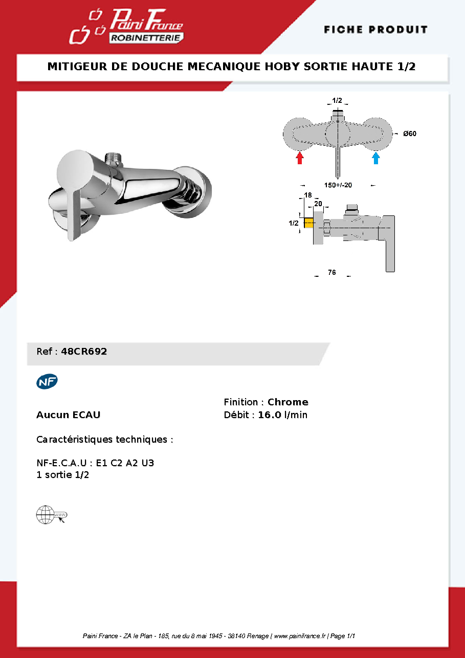 Fiche technique fournisseur