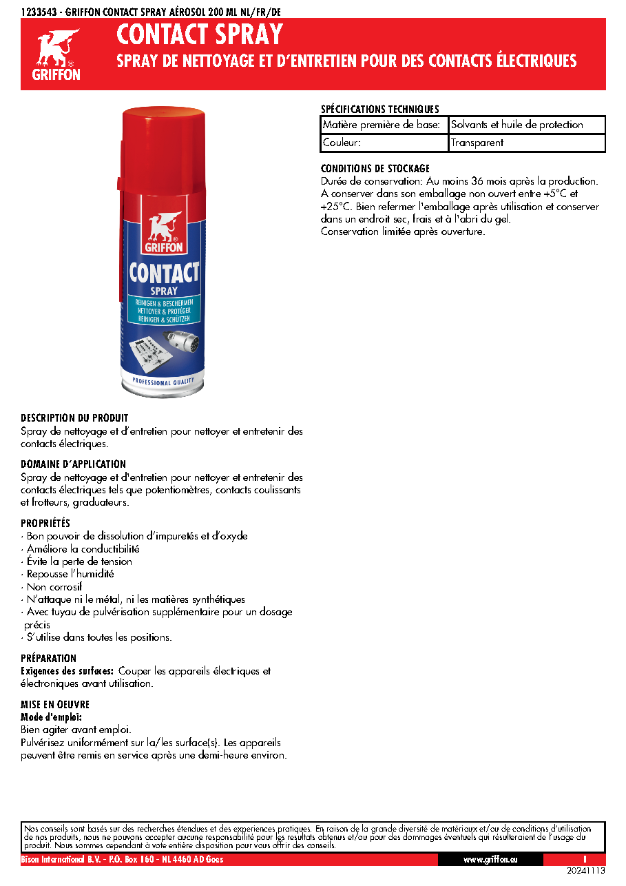 Fiche technique fournisseur