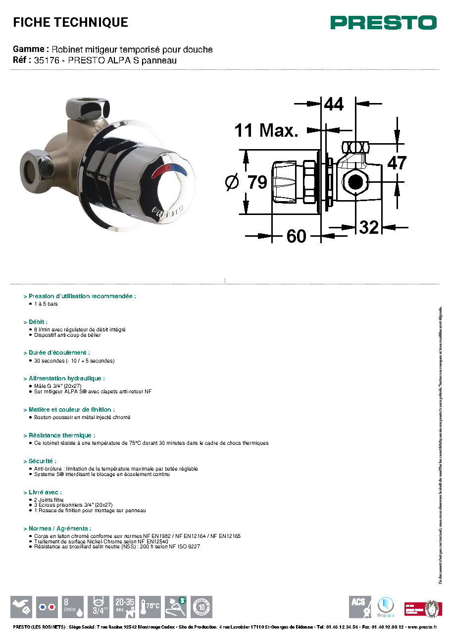 Fiche technique fournisseur