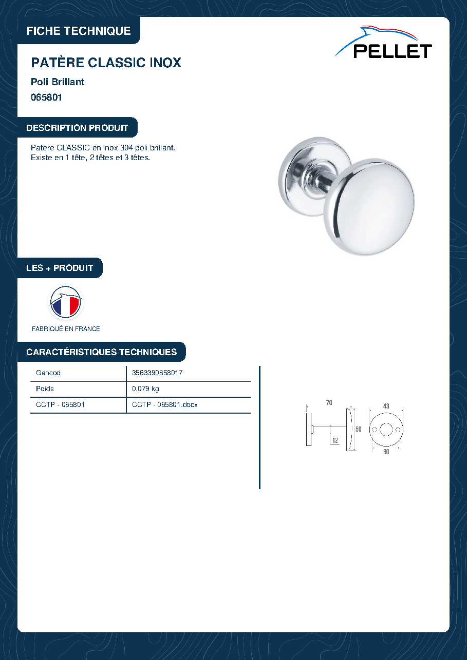 Fiche technique fournisseur