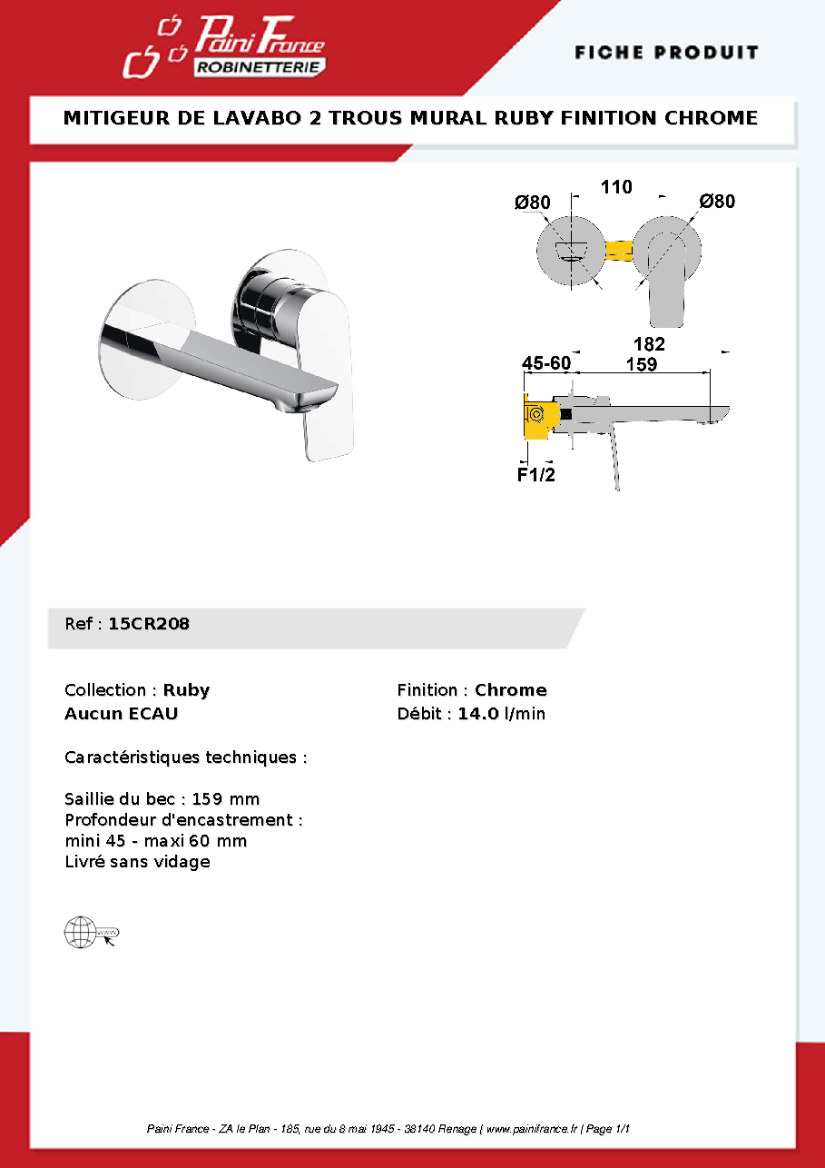 Fiche technique fournisseur