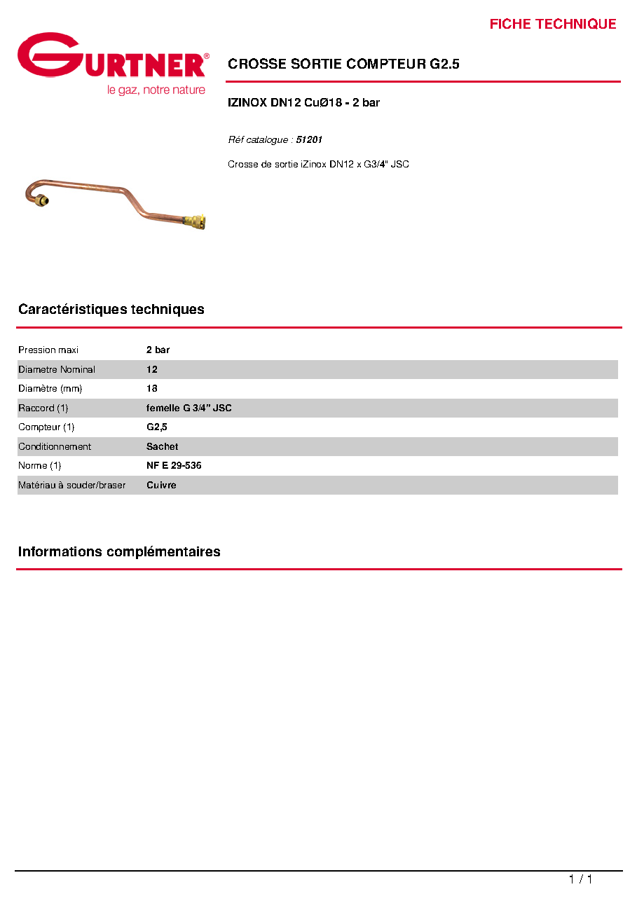 Fiche technique fournisseur