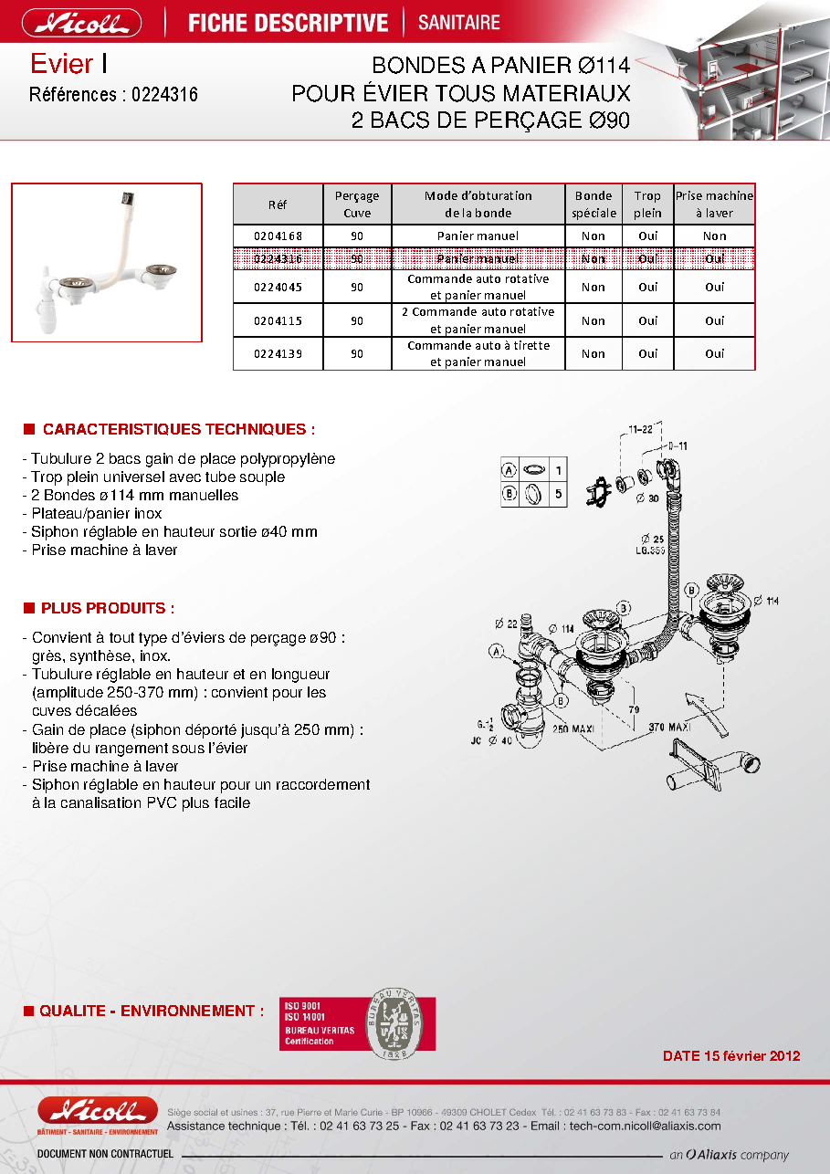 Fiche technique fournisseur