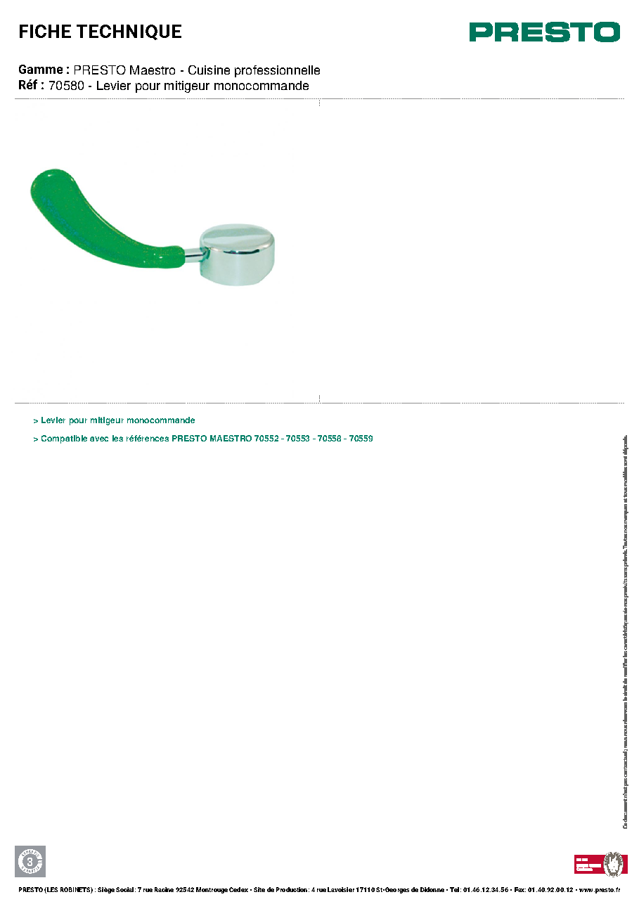 Fiche technique fournisseur