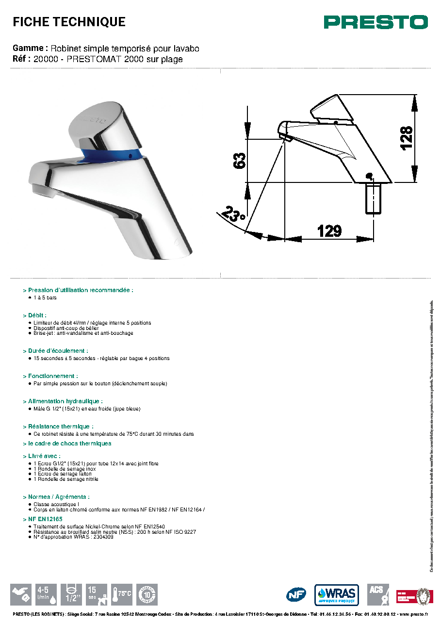 Fiche technique fournisseur