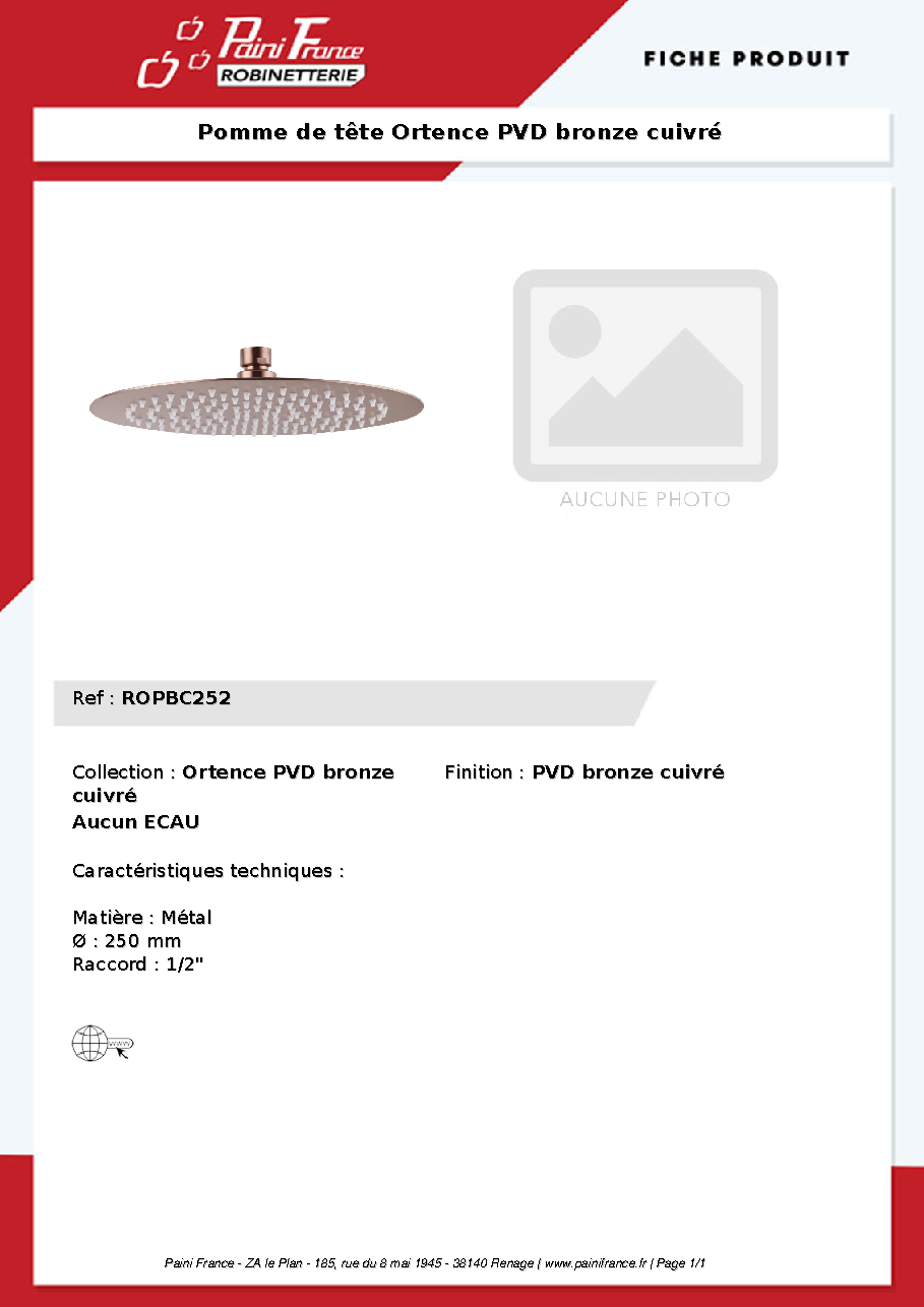 Fiche technique fournisseur
