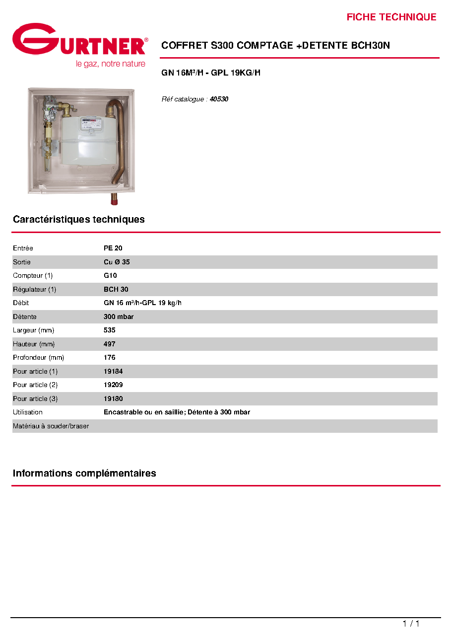Fiche technique fournisseur