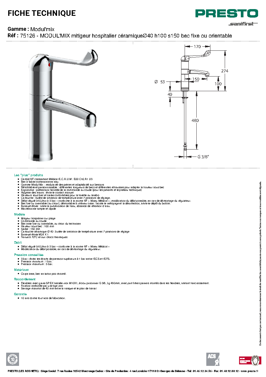 Fiche technique fournisseur