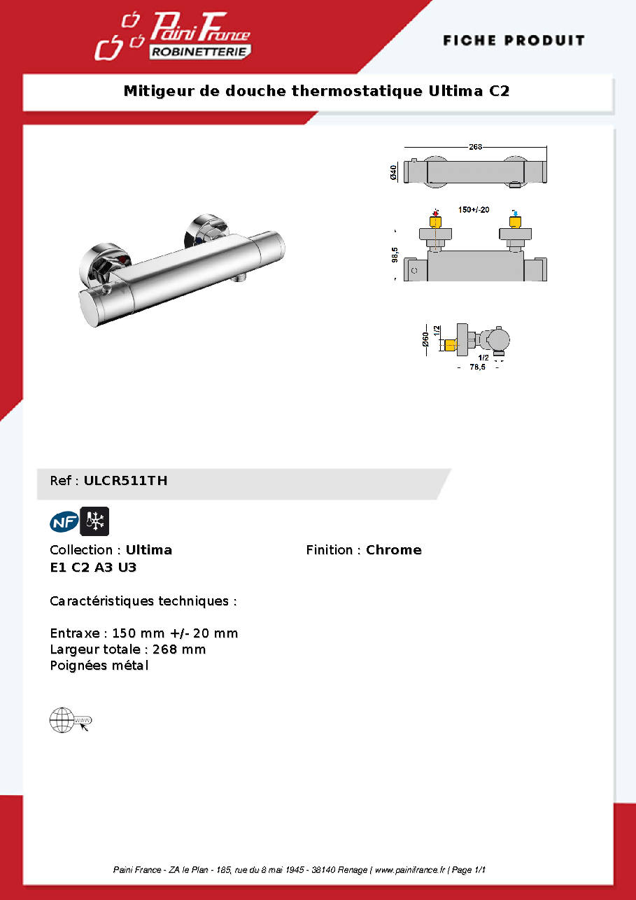 Fiche technique fournisseur