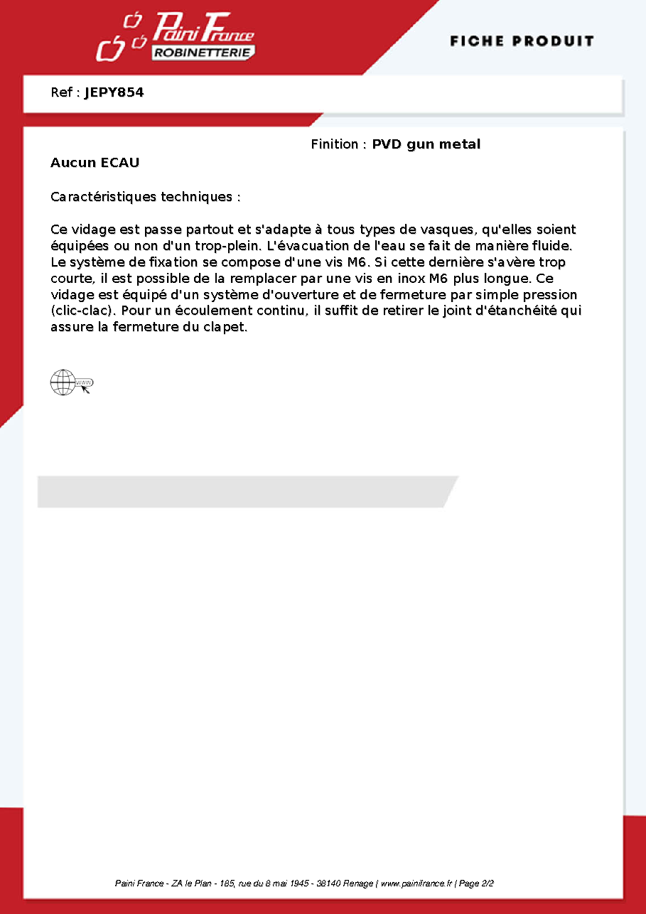 Fiche technique fournisseur