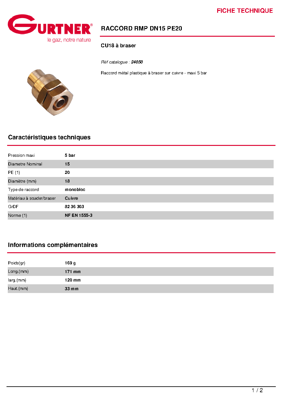 Fiche technique fournisseur