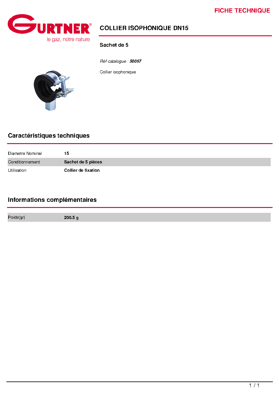 Fiche technique fournisseur