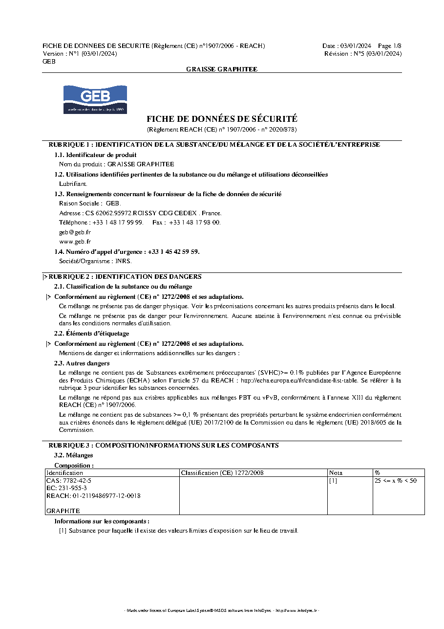 Fiche technique fournisseur
